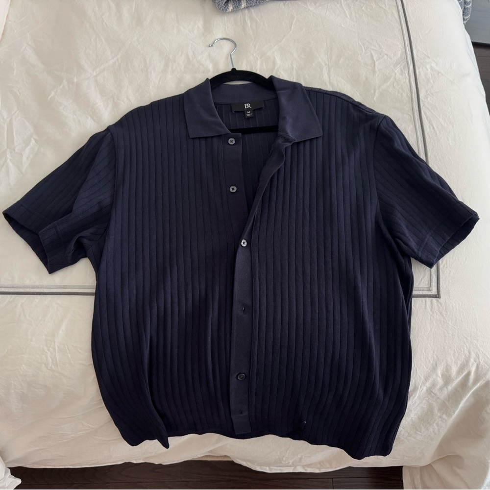 Banana Republic Navy Blue Short Sleeve Button Down Sz M